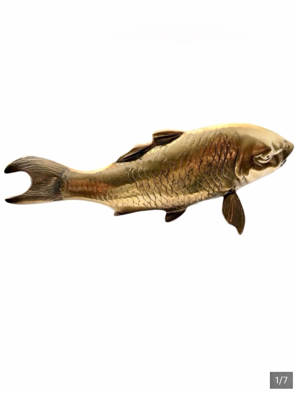 Vintage Chinese Koi Carp Fish Solid Brass Figural Sculpture